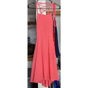 Cold Deeds Coral Pink Lace-Up Dress